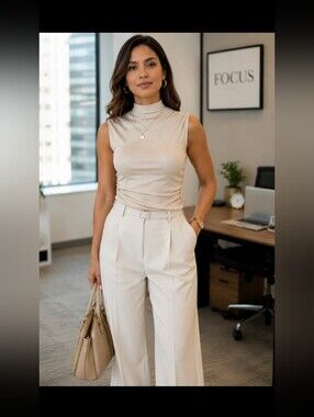 Mock neck‎ Ribbed sleeveless tank shirt ruched sides